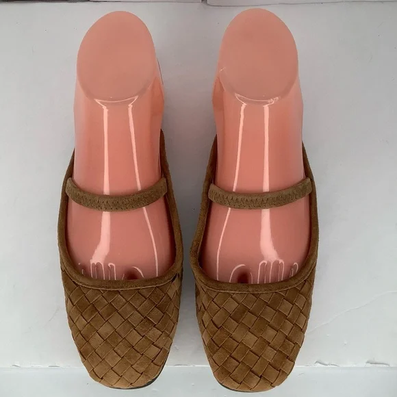 Madewell The Greta Ballet Flat Woven Tan Leather Women’s Mule Flats Sz 5 Boho - Picture 2 of 11